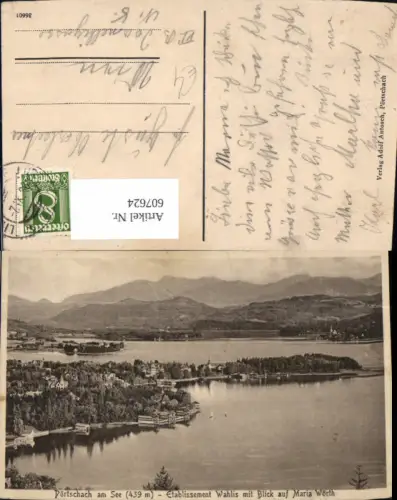 607624,Pörtschach a. See Etablissement Wahlis m. Blick auf Maria Wörth