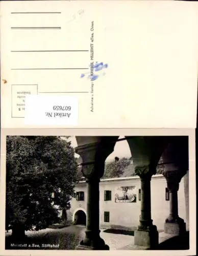 607659,Foto Ak Millstatt a. See Stiftshof Sonnenuhr