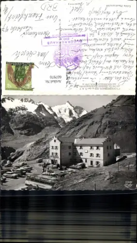 607970,Foto Ak Glocknerhaus Hochalpenstraße Heiligenblut a. Großglockner Postbus Bus Reisebus