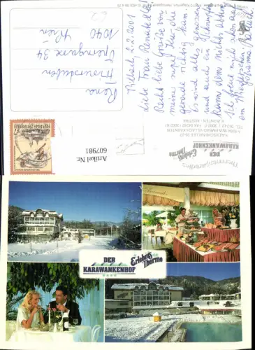 607981,Mehrbild Ak Warmbad Villach Der Karawankenhof Erlebnistherme Winteransicht Restaurant