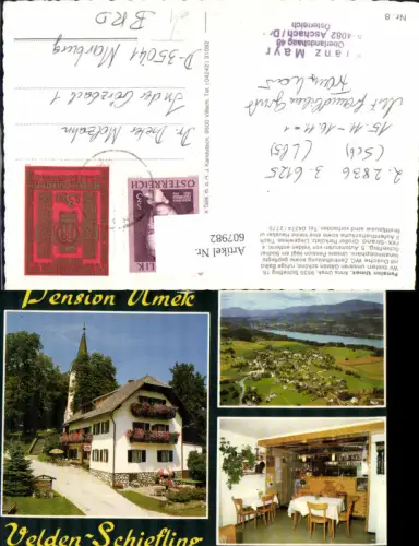 607982,Mehrbild Ak Velden Schiefling Pension Umek