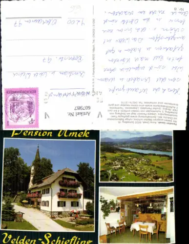607987,Mehrbild Ak Velden Schiefling Pension Umek