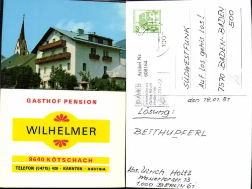 608164,Mehrbild Ak Kötschach Gasthof Pension Wilhelmer