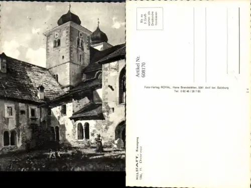 608170,Künstler Ak H. Darnaut Millstatt Kreuzgang Kirche