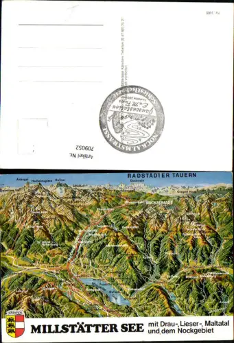 709052 Lagekarte Millstätter See mit Radstädter Tauern Döbriach Dellach Millstatt