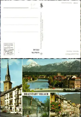709148 Mehrbild AK Villach Kirche Hauptplatz Draubrücke