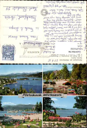711232 Mehrbild AK Pörtschach am Wörthersee Bucht Blumenstrand Strandbad Ausblick a. Dellach