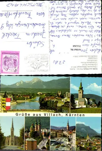 711264 Mehrbild AK Villach Draubrücke St Martiner Kirche Kreuzkirche Hauptplatz