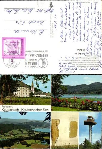 711269 Mehrbild AK Keutschach mit Pfarrkirche Grabplatten Pfarrkirche Blick auf Hafner