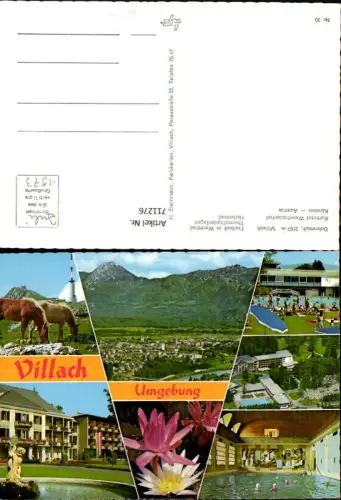 711276 Mehrbild AK Villach Kurhotel Warmbaderhof Freibad Hallenbad Pferde Dobratsch