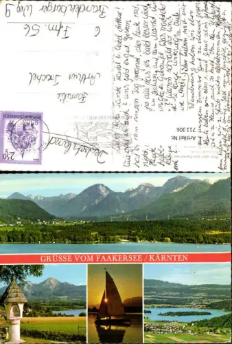 711306 Mehrbild AK Faakersee Karawankenkette Bildstock Finkenstein Segelboot