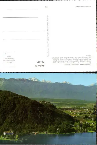 711314 Ossiachersee Blick v. d. Kanzel mit Hotel Lido Ruine Landskron u. Villach