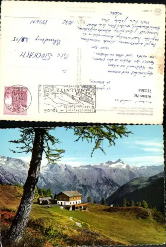 711364 Mallnitz Alpengasthaus Häusleralm a. d. Lift Bergstation Blick auf Hohe Tauern mit Ankogel