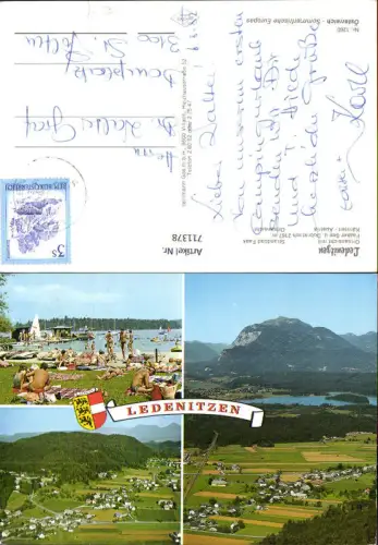 711378 Mehrbild AK Ledenitzen Ortsansicht mit Faakersee u. Dobratsch Strandbad Faak