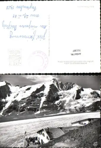 711387 Foto AK Hofmannshütte mit Aufstiegsroute z. Großglockner b. Heiligenblut Pasterze