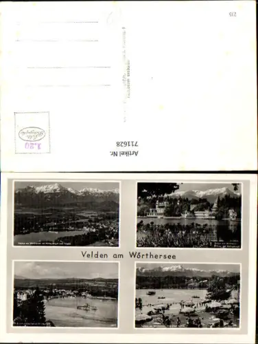 711628 Mehrbild AK Velden a. Wörthersee Bucht Schiff Dampfer Schloss m. Mittagskogel Strandbad