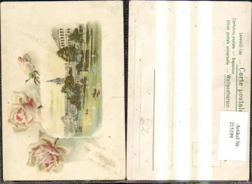 215199,Handgemalt Künstler Litho Stadt Fluss Landschaft Rosen
