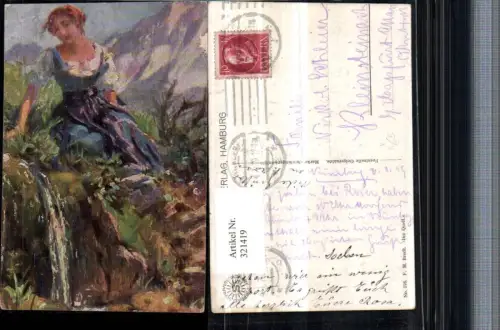321419,Künstler Ölgemälde Imitations F. M. Bredt Quell Frau Tracht pub Erpaco 576