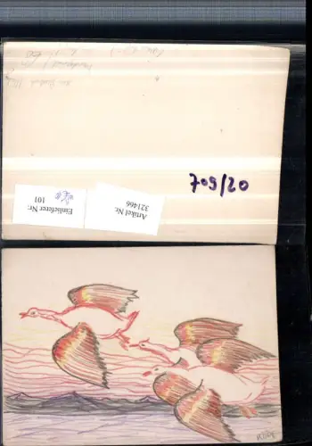 321466,Künstler AK Handgemalt Dr. Maria Köpf aus Deutsch Altenburg Fliegende Enten