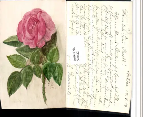 520822,Künstler AK Handgemalt Rose Blume Blätter