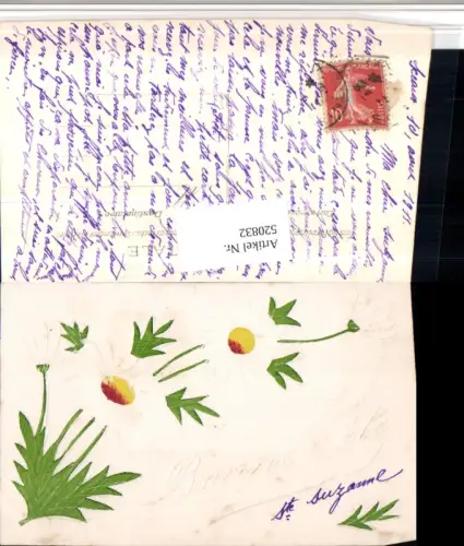 520832,Künstler AK Handgemalt Margeriten Blumen geritzt