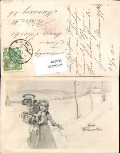 564020,tolle Künstler AK Jugendstil Weihnachten Frauen Muff pub H. H. i. W. Serie 674