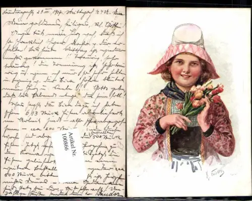 100866,Karl Feiertag Mädchen Holländische Tracht B.K.W.I 814-4