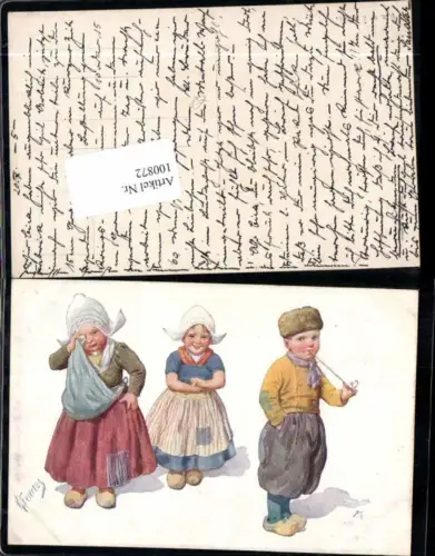 100872,Karl Feiertag Kind raucht Mädchen weint Trachten B.K.W.I 887-1