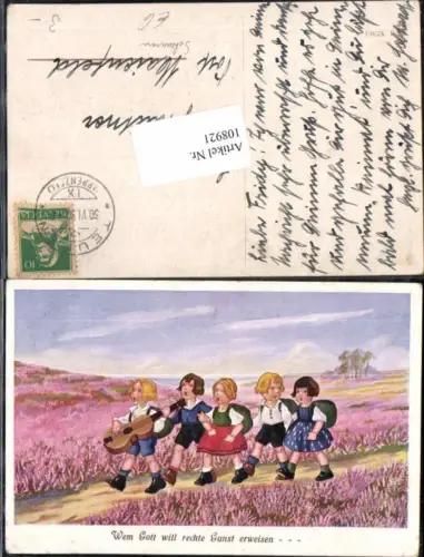 108921,Willy Scheuermann Stil Kinder Gitarre singen Landschaft