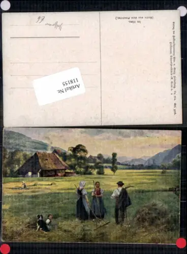 118155,H. Hoffmann Bauern am feld Heuernte Im Heu Motiv a. Prechttal
