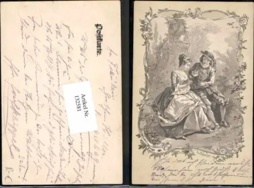 132581,E. Döcker Litho Jugendstil AK Frau spielt Flöte