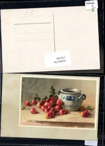 136184,Catharina Klein Früchte Obst Kirschen Vase Seltene AK