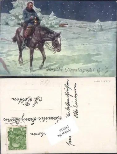 138036,Karl Feiertag Neujahr Soldat am Pferd Patriotik B.K.W.I 933-8
