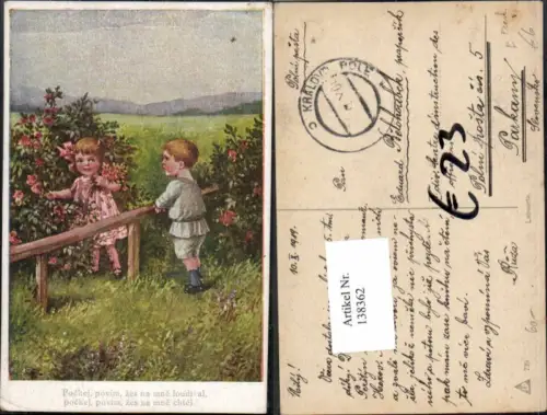 138362,Elly Frank Kinder Künstlerkarte Blumen signiert