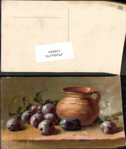 138894,Catharina Klein Stillleben Früchte Obst Kanne Pflaumen Steinobst Zwetschken