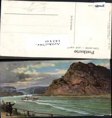 143164,Die Loreley Goarshausen m. Dampfer H. Hoffmann signiert pub König Heidelberg