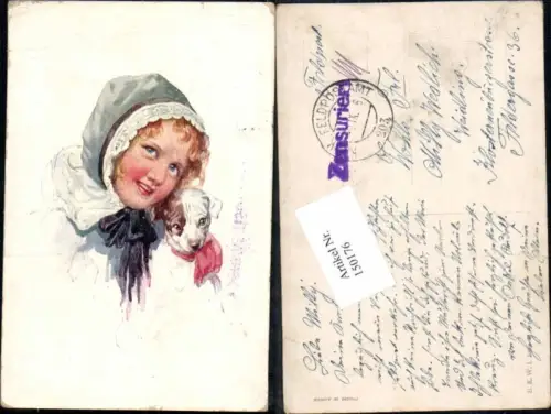 150176,Karl Feiertag Süsses Mädchen Hund Feldpost 203