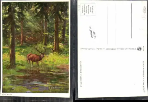177911,Künstler AK Alfred Mailick Jagd Hirsch Wild Wald
