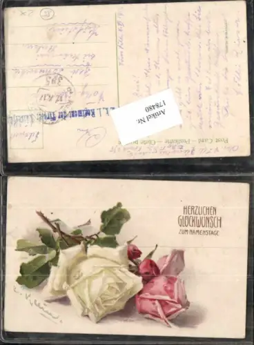 178480,Künstler AK Catharina Klein Blumen Rosen Namenstag Tiroler Kaiserjäger Feldpost