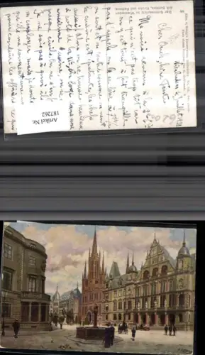 187262,Künstler Ak Heinrich Hoffmann Der Schlossplatz z. Wiesbaden m. Schloss Kirche u. Rathaus