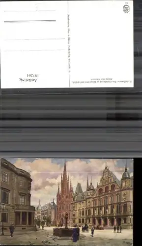 187264,Künstler Ak Heinrich Hoffmann Der Schlossplatz z. Wiesbaden m. Schloss Kirche u. Rathaus