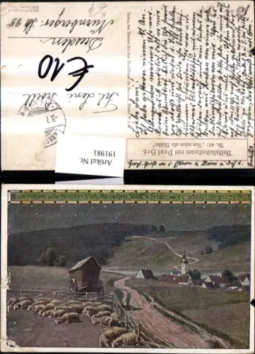 191981,Künstler AK Paul Hey Volksliederkarten 45 Schafe Landschaft pub Verein Deutschtum Ausland VDA Novolito 20766
