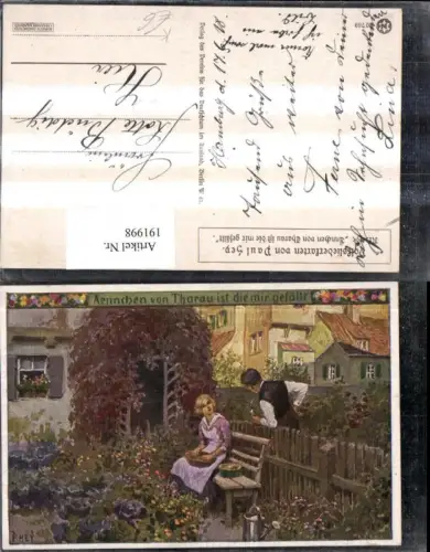 191998,Künstler AK Paul Hey Volksliederkarten 49 Frau v. Tharau Mann m. Pfeife pub Verein Deutschtum Ausland VDA Novoli
