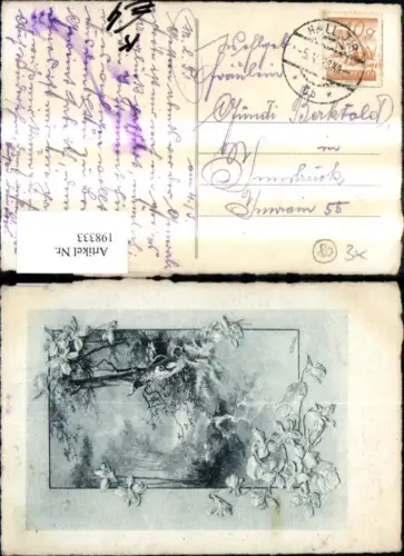 198333,Künstler Ak E. Döcker jun. Flusslandschaft Wald Primeln i. Vordergrund