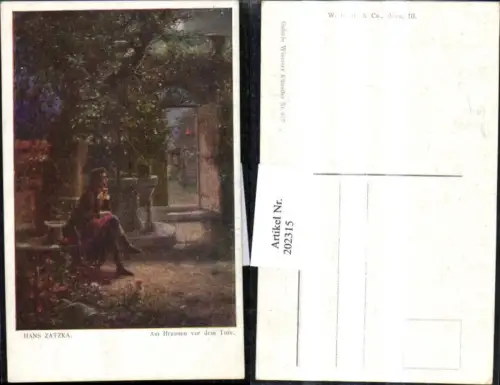 202315,Künstler AK Hans Zatzka Am Brunnen v. d. Tore Mann Tür