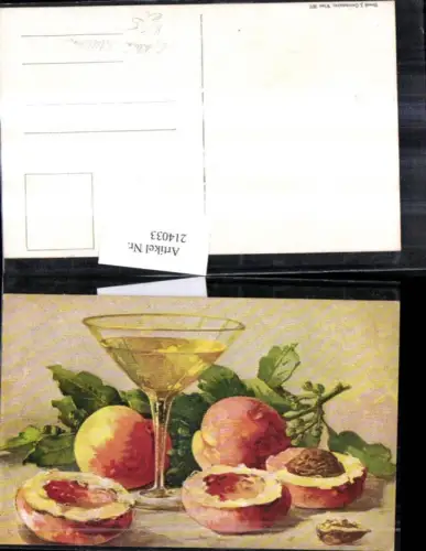 214033,Künstler AK Catharina Klein Stilleben Pfirsich Glas