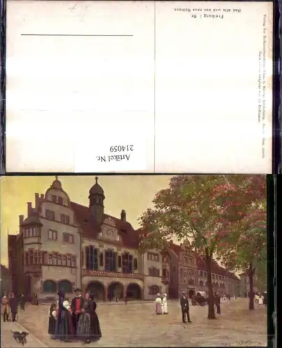 214059,Künstler AK Hoffmann H. Freiburg i. Breisgau Das alte u. d. neue Rathaus pub Edmund v. König 4