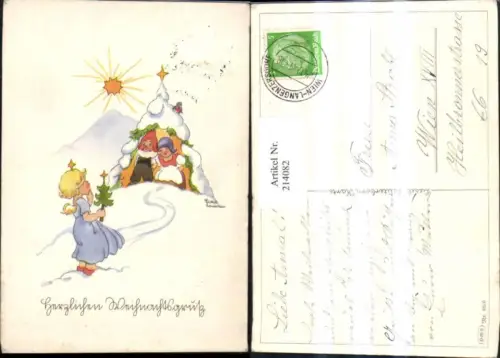 214082,Künstler AK Liesel Lauterborn Engel Zwerge Winterbild Stern