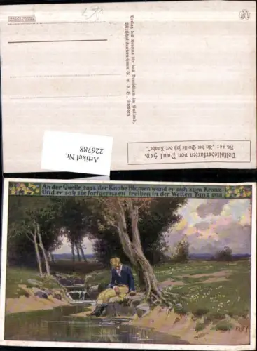 226788,Künstler AK Paul Hey 94 An d. Quelle saß d. Knabe Lied Mann Landschaft Bach pub Verein f. d. Deutschtum i. Ausl