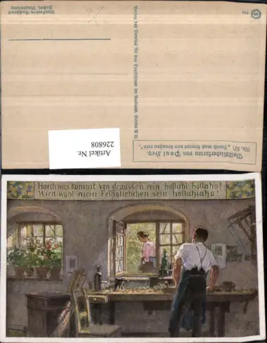 226808,Künstler AK Paul Hey 57 Horch was kommt v. Draußen rein Mann Fenster pub Verein f. d. Deutschtum i. Ausland VDA